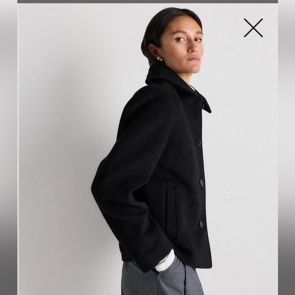 Quince Women Wool Cashmere Short Coat Black Outerwear Size M - Picture 4 of 10